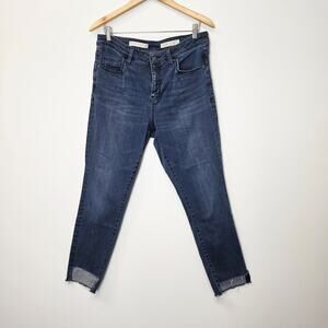 Pilcro and Letterpress Script High Rise Slim Leg Jeans Raw Step Hem Sz 32